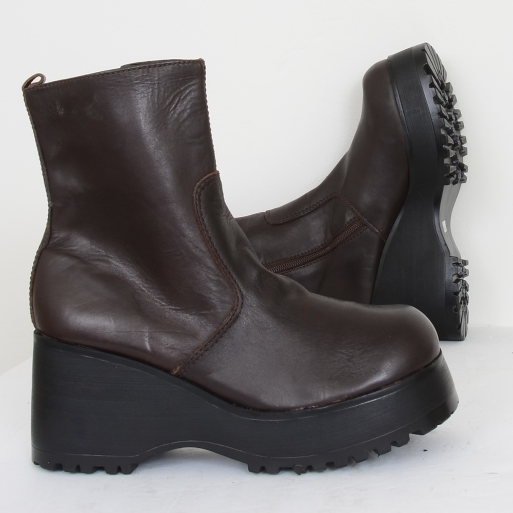 Steve Madden Irene Leather Platform Wedge Women's 10 Boots Booties NEW OLD STOCK - Picture 3 of 6